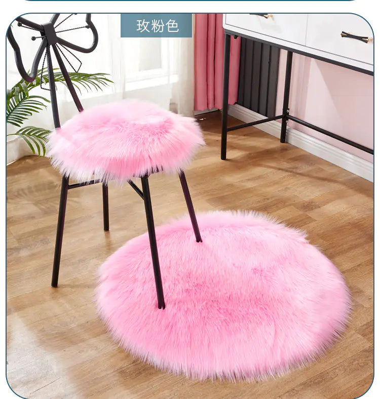 Fluffy Round Faux Fur Cushion Mat - Home Decor 15.7in
