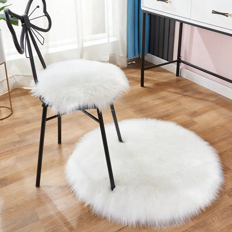 Fluffy Round Faux Fur Cushion Mat - Home Decor 15.7in