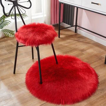 Fluffy Round Faux Fur Cushion Mat - Home Decor 15.7in