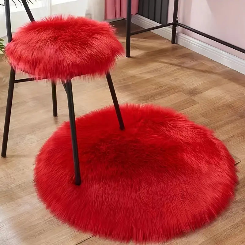 Fluffy Round Faux Fur Cushion Mat - Home Decor 15.7in
