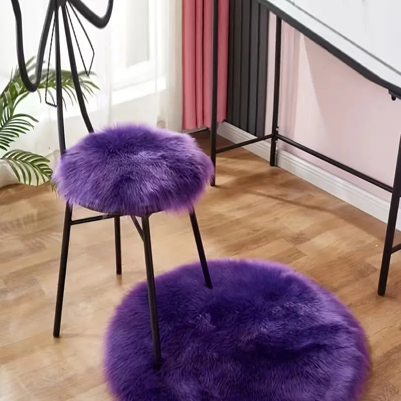 Fluffy Round Faux Fur Cushion Mat - Home Decor 15.7in