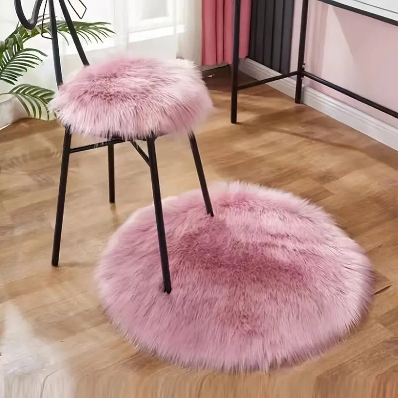Fluffy Round Faux Fur Cushion Mat - Home Decor 15.7in